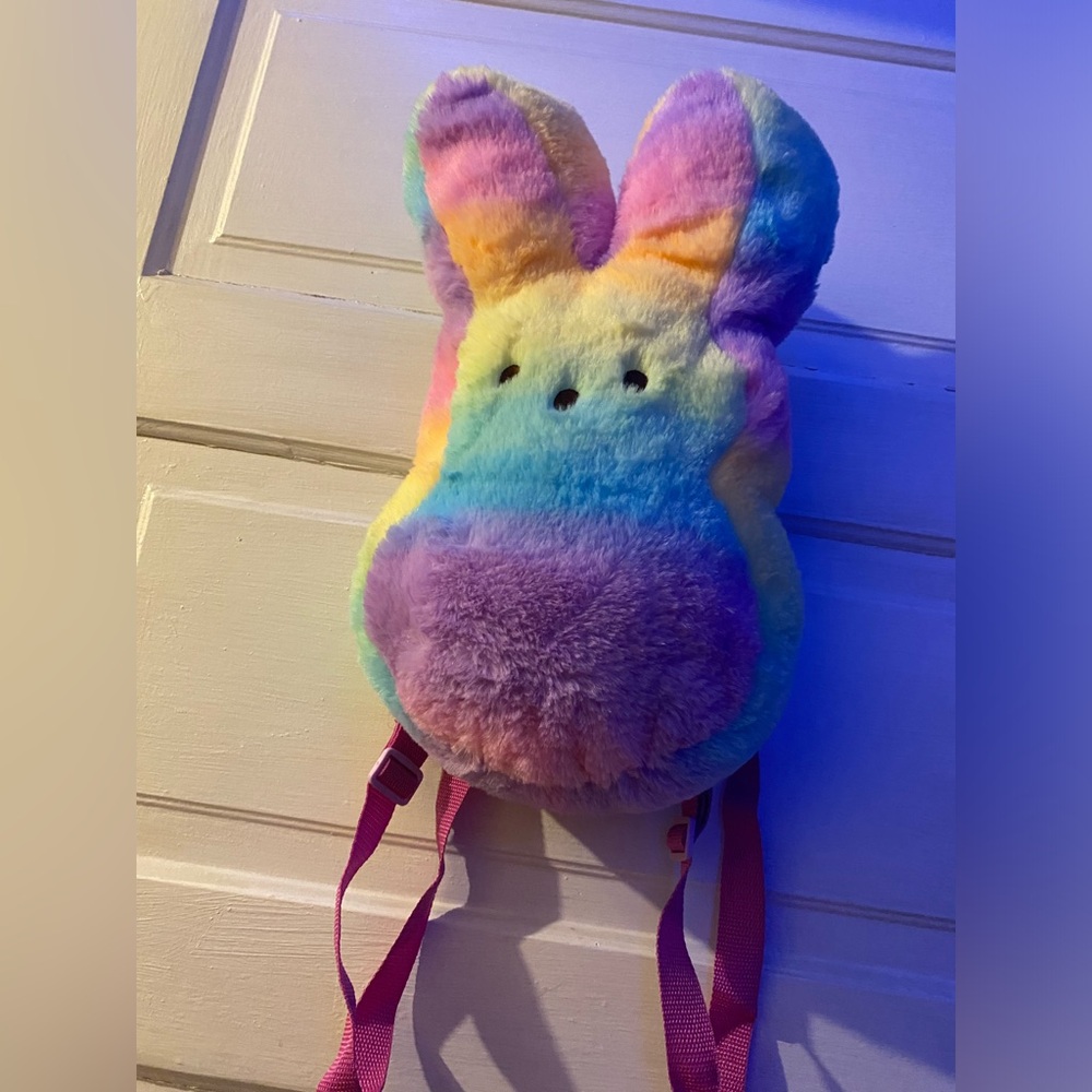 Peeps Zipper backpack Adorable Purple and Pink Stuffed Bunny Plush - Picture 11 of 14